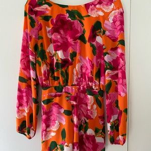 Orange & Pink Floral Romper